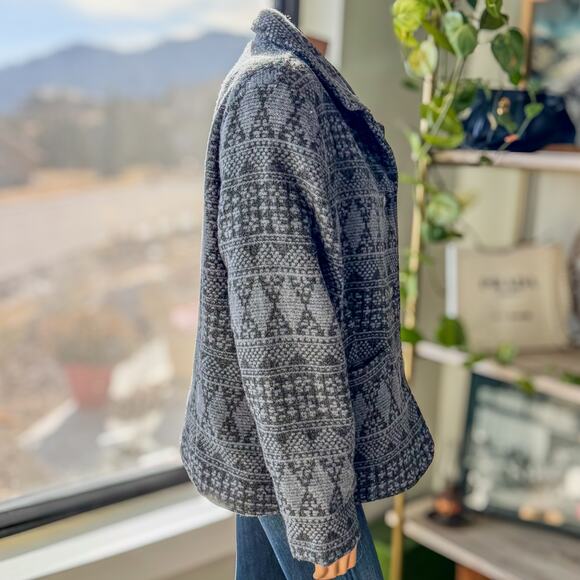 Vintage Woolrich Aztec Southwestern Two Toned Blue Button Up Coat, Women's XL - Picture 5 of 12